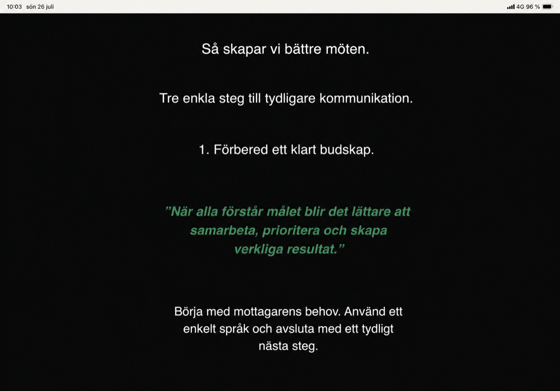 Talarstöd visar ett manus i teleprompterläge på iPad