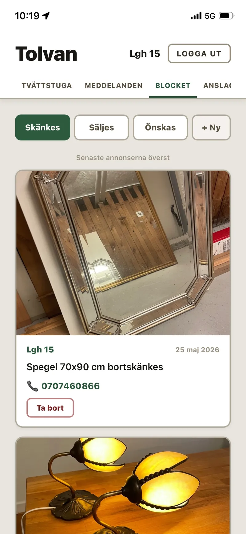Tolvan-appens interna annonsmarknad Blocket